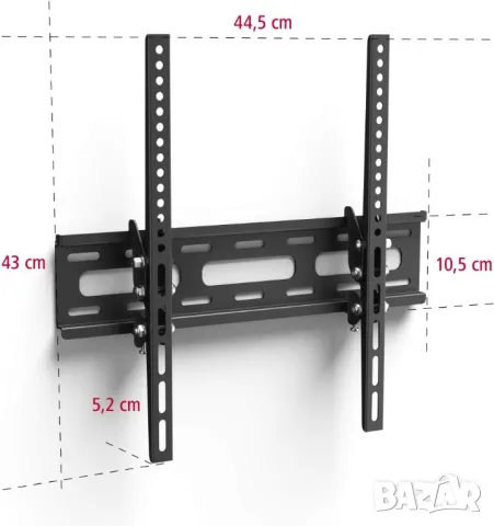 Стенна стойка за TV HAMA 108716, Регулируема, 32"-56", 30 кг, Черна