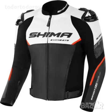 Топ Цена Кожено мото яке SHIMA BANDIT 2.0 Black/Red,всички протектори