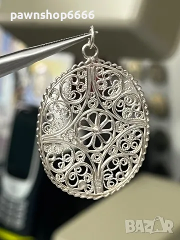 Ръчно изработена сребърна висулка във филигранен стил 925