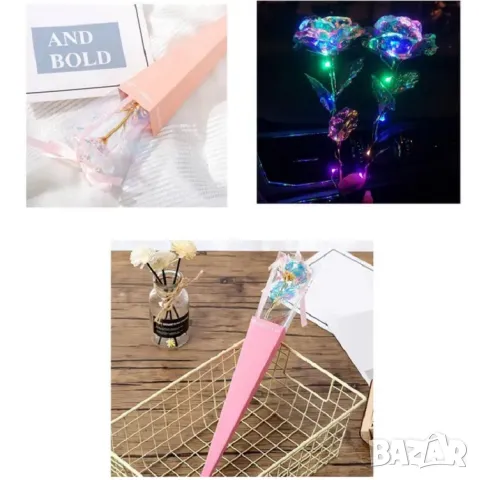 Промо цена!!Холограмна роза в луксозна опаковка с LED светлини-оригинален, красив и луксозен подарък