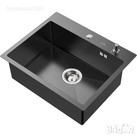 ПРОМОЦИЯ Кухненска мивка от неръждаема стомана с нано покритие в черно  AURALUM JZF0603