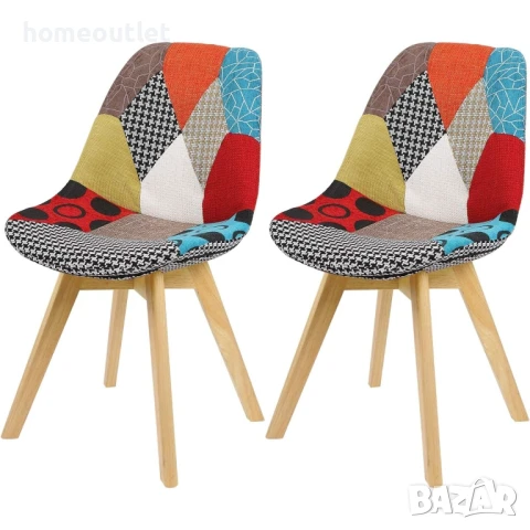 Трапезни столове с цветна дамаска тип пачуърк, к-кт от 2бр LQ-BBYJX-2HONG