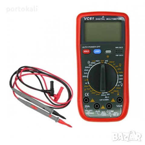 НОВ! Измервателен уред мултицет мултиметър VC61 NCV / 20A / 200uF / 1000V