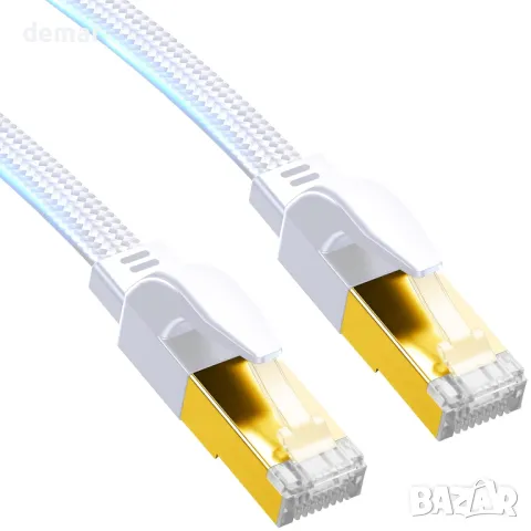 ULTRICS Cat 8 Ethernet кабел 20M, 40Gbps 2000MHz плетен плосък мрежов кабел, RJ45 STP екраниран