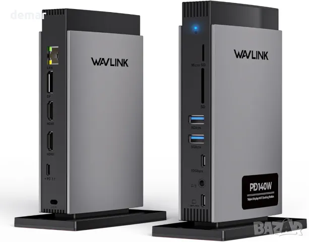 WAVLINK USB C докинг станция 125 W зареждане, 11-в-1 с 8K HDMI*2+8K DP