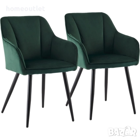 Комплект трапезни столове тип кресло с дамаска от кадифе, к-кт от 2бр. C-U-DC-B0322GR