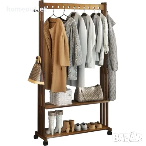 ПРОМОЦИЯ Бамбуков стелаж за дрехи на колелца UNHO JJ-ZY791