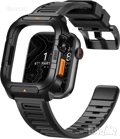 Метален корпус с каишка, съвместим с каишки за Apple Watch 44 mm