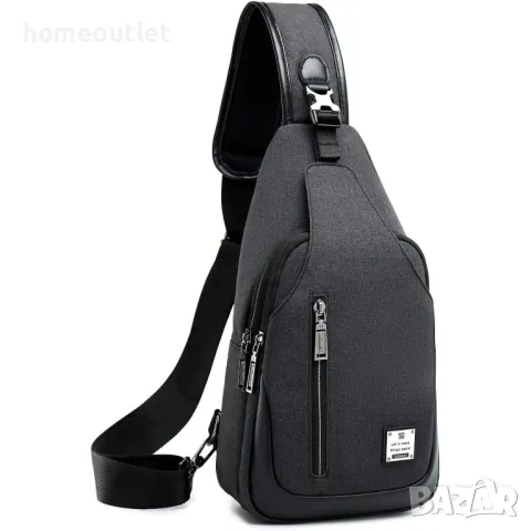 Текстилна мъжка чанта в черно X000WJ7AVJ