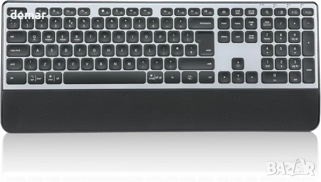 CITLLA K9100 Безжична Bluetooth клавиатура, Пълноразмерна с опора за китката, 3-степенна подсветка