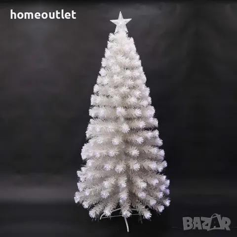 ПРОМОЦИЯ Коледна елха в бяло с вградени LED светлини и височина 150 см, 88063