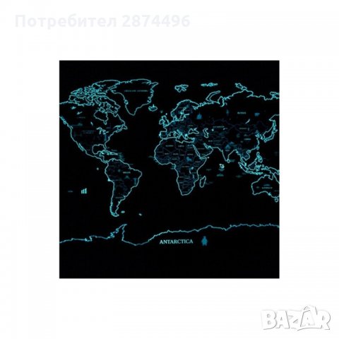 1503 Светеща скреч карта на Света за изтриване