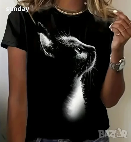 Тениска с котка, 100% памук