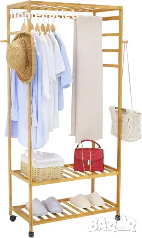 ПРОМОЦИЯ Мобилен бамбуков стелаж за съхранение X8JJZ-G1