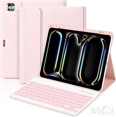Калъф с клавиатура BQSS за iPad Pro 13 инча M4 2024 A3007 A2925 A2926, 7 цвята подсветка