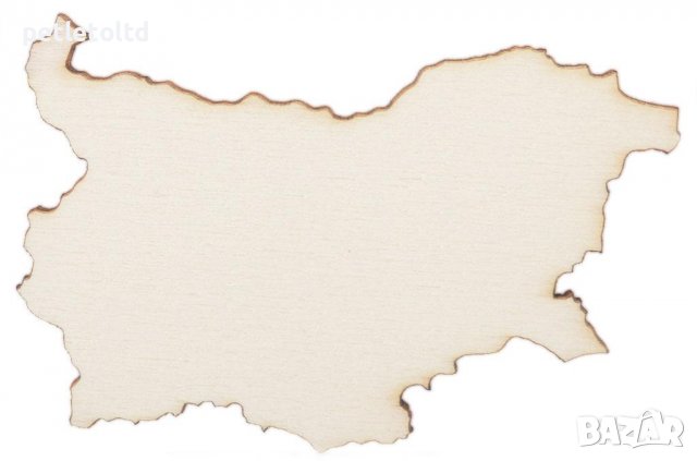 Карта на България - Лазерно рязан дървен елемент 80 мм Х 50 мм