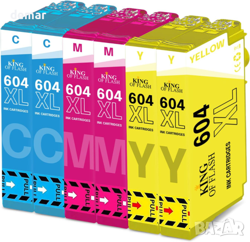 Касети с мастило KING OF FLASH 604XL за Epson 604 XL, 6 броя