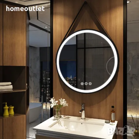 ПРОМОЦИЯ Стенно LED огледало с различни възможности за монтиране, 60см - LUVODI XMR-Y28-668-BK-EU