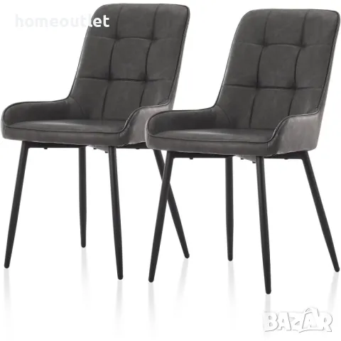 ПРОМОЦИЯ Трапезни столове с дамаска от изкуствена кожа (к-кт от 2 бр) C-U-DC-A0399GY