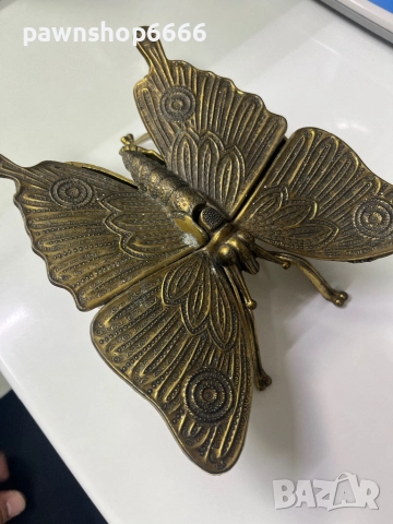 Винтидж месингова кутия за дрънкулки с пеперуда MOD-DEP BREV N4240, произведена в Италия