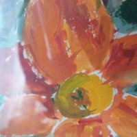 Люба Паликарова стара картина акварел натюрморт цветя  1975, снимка 8 - Картини - 23743155