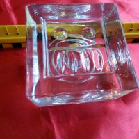 Красив Двустранен Свещник Кристално Стъкло, снимка 3 - Антикварни и старинни предмети - 25074195