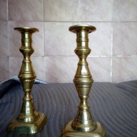 два месингови свещника, снимка 2 - Антикварни и старинни предмети - 21372618
