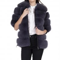 Дамско палто от лисица тъмно сиво, снимка 2 - Палта, манта - 20450314