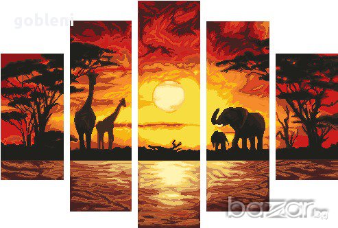ГОБЛЕН - ТРИПТИХ "АФРИКАНА"-TR1;размери/60*41/см.; 23цвята, дмц 1:1;69лв., снимка 1