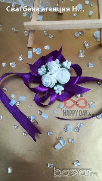 Сватбена бутониера за ръка - гривна Куин, снимка 1