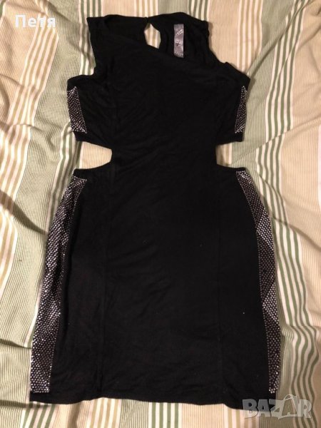Дамска черна рокля с камъни, снимка 1
