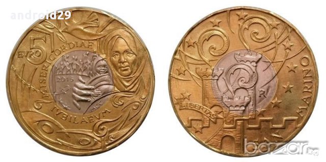 5 евро Сан Марино 2016 / 5 euro San Marino  Bimetallic coin "Jubilee of Mercy" BU, снимка 3 - Нумизматика и бонистика - 16395011