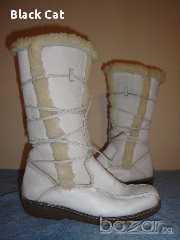 Бели кожени дамски ботуши (тип апрески) "Polaris" ("Поларис"), естествена кожа и агнешка вълна, боти, снимка 3 - Дамски ботуши - 16393998