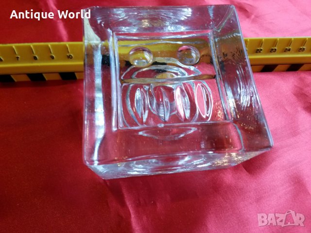 Красив Двустранен Свещник Кристално Стъкло, снимка 3 - Антикварни и старинни предмети - 25074195