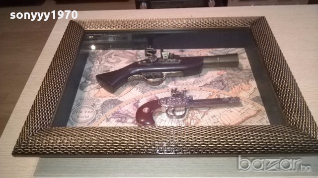 ретро/колекция-картина с пищови 50х40х7см-с стъкло и за стена, снимка 5 - Антикварни и старинни предмети - 17092855