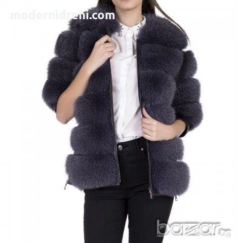 Дамско палто от лисица тъмно сиво, снимка 2 - Палта, манта - 20450314