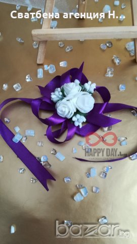 Сватбена бутониера за ръка - гривна Куин