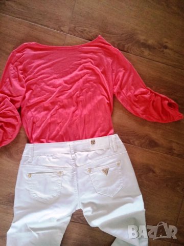 Блуза с гръцко деколте/ Бял панталон, снимка 2 - Блузи с дълъг ръкав и пуловери - 25268056
