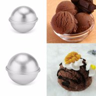 2 части алуминиева топка полу сфера половин кръг сфери шоко бомби за шоколад фондан гипс сапун форма, снимка 2 - Форми - 17342740
