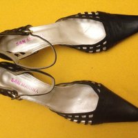 41 San Marina черни луксозни италиански обувки естествена кожа с ток, снимка 11 - Дамски обувки на ток - 20867001