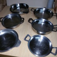 Чинийки за пържене и омлети , алпака, старо българско и руско производтство, различни размери, снимка 7 - Съдове за готвене - 11704812