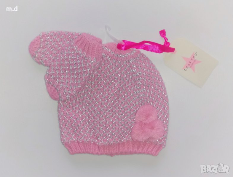 Комплект шапка с цели ръкавички за бебе, снимка 1