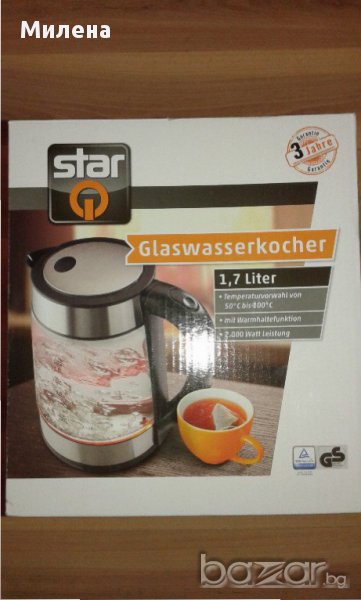 Електрическа кана с LED подсветка - стъклена AFK - 1.7л. - 50'-100'С, 2000W, снимка 1