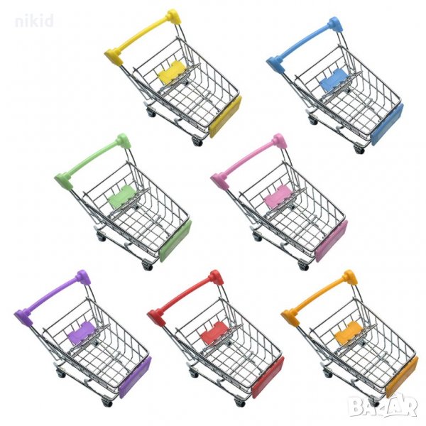 Пазарска количка маркет макет умален модел метална подвижна за игра украса торта и др , снимка 1