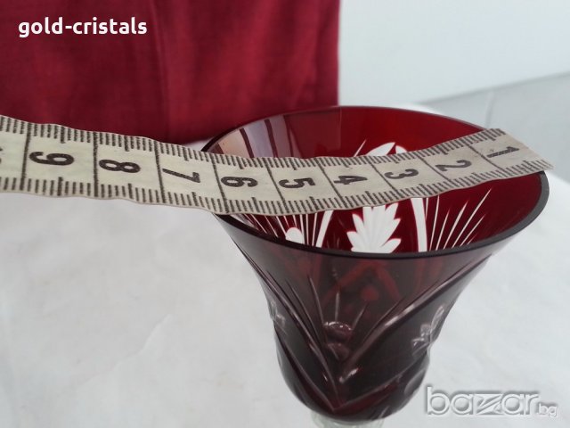 Кристални чаши цветен червен кристал, снимка 6 - Антикварни и старинни предмети - 20264875