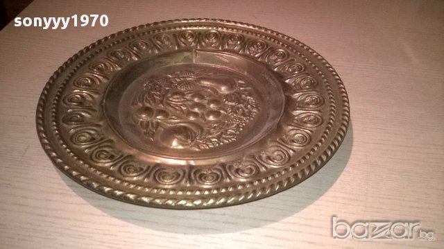 Голяма релефна чиния за стена-мед/месинг 32см-внос швеицария, снимка 4 - Антикварни и старинни предмети - 13397132