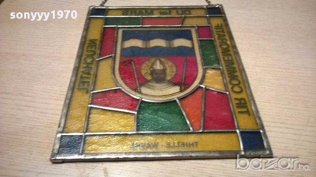 NEUCHATEL-Витраж-31/24см-внос швеицария, снимка 11 - Антикварни и старинни предмети - 13947747