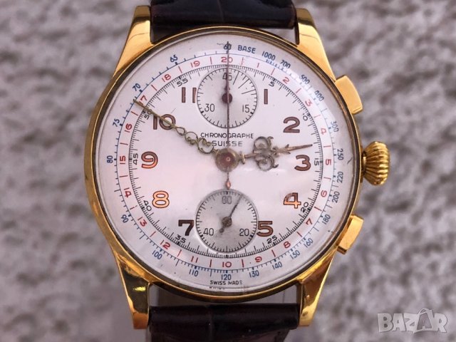Златен мъжки ръчен часовник-хронограф от 1950г. , снимка 5 - Мъжки - 22113662