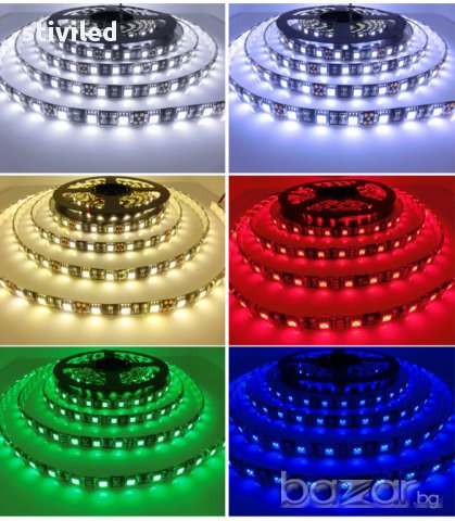  LED RGB Strip 5050 Черно PCB RGB Водоустойчива.60 диода на метър , снимка 1 - Лед осветление - 17503293