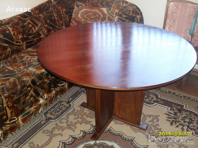 кръгла дървена маса, снимка 2 - Кухни - 10100190